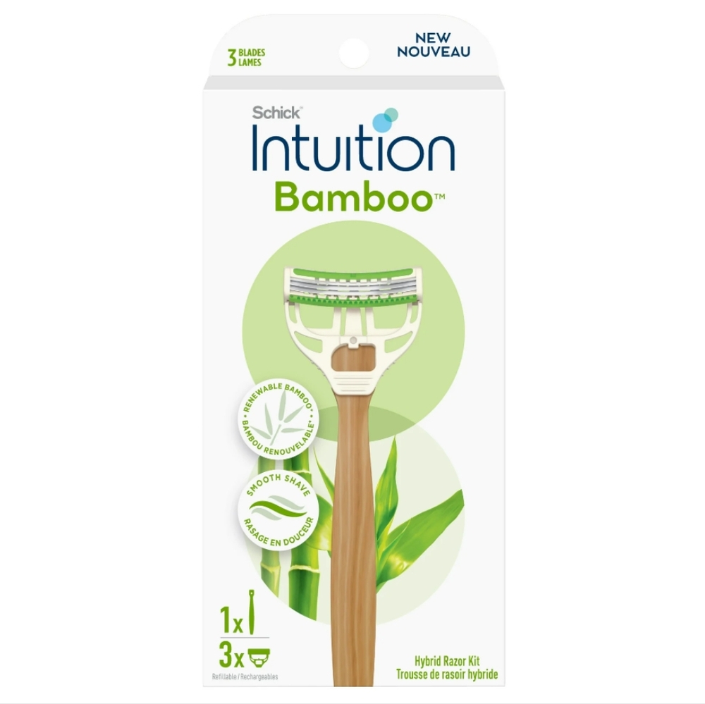 2 Pk Schick Intuition Bamboo 3-Blade Womens Razors